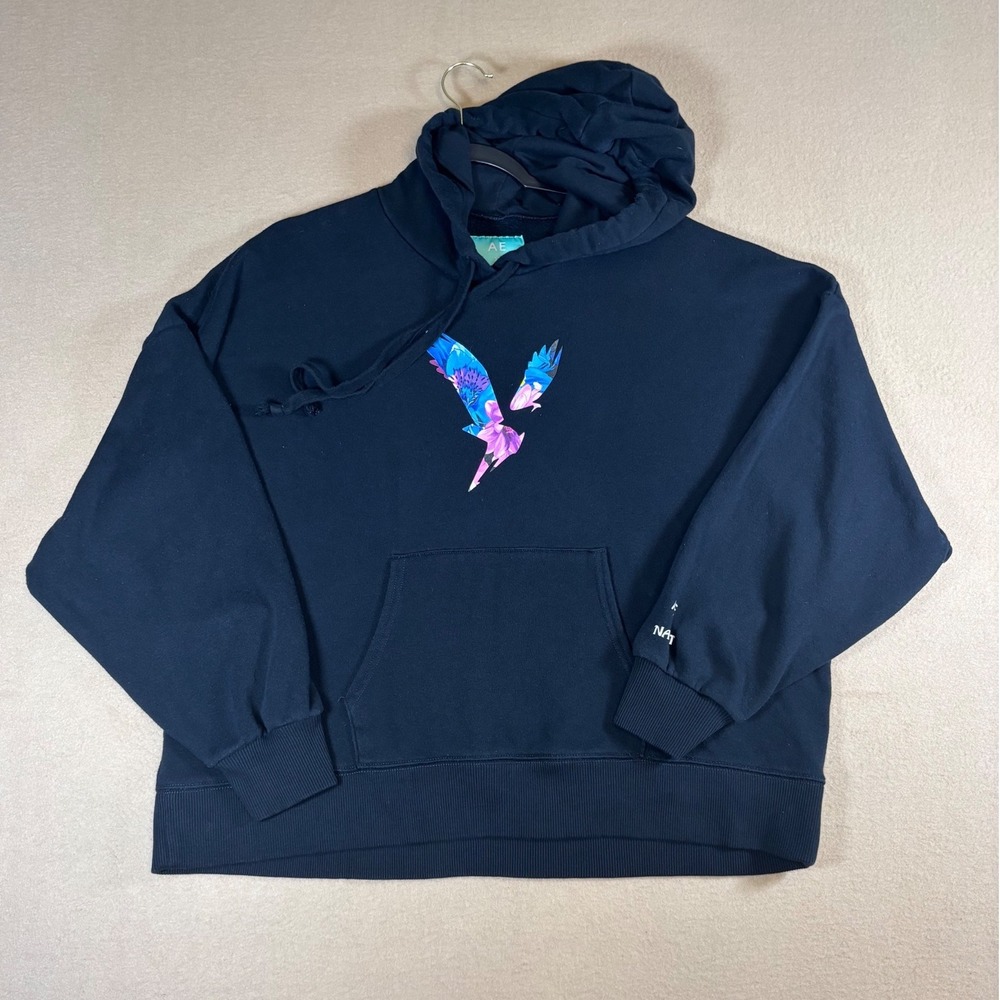 American Eagle x Naito Floral Eagle Graphic Hoodie Black Small